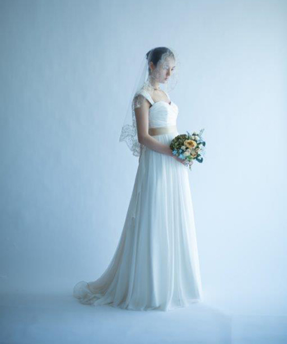 Sシフォンのカシュクールビスチエドレス