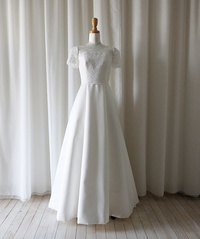 袖＆ヨークシースルーAラインドレス