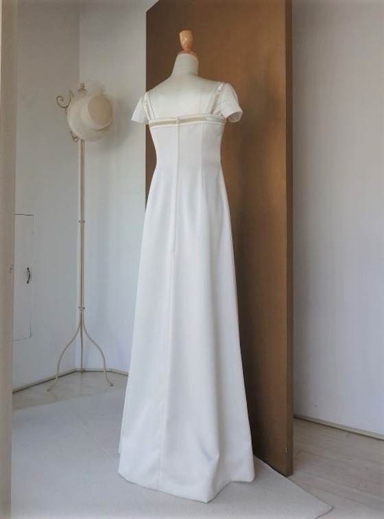 Iラインキャプスリーブストレートドレス